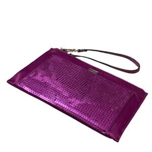 Coach  Purple Sequin wristlet/Clutch. Excellent used condition with COA